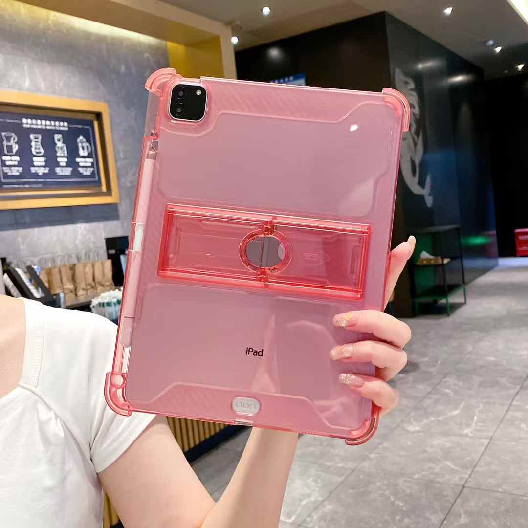 Wholesale shockproof translucent cases for iPad back cover with kickstand