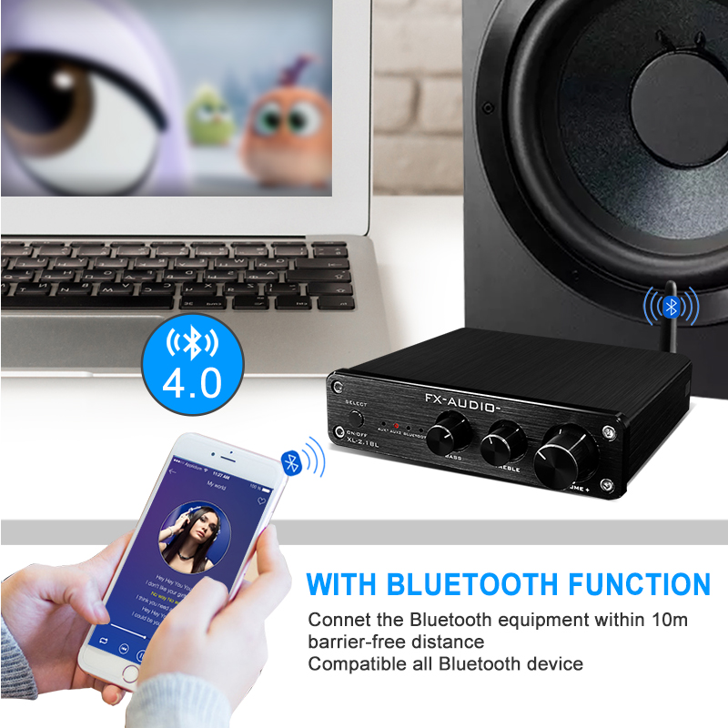 XL-2.1BL 2.1Channel TPA3116D2 Bluetooth 5.1 QCC3034 Class D amplifier 
