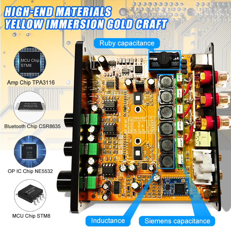 XL-2.1BL 2.1Channel TPA3116D2 Bluetooth 5.1 QCC3034 Class D amplifier 