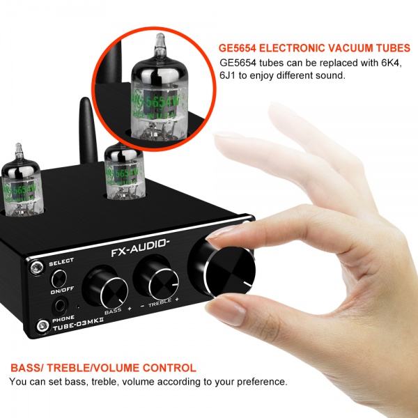 TUBE-03MKII GE5654 Bluetooth 5.0 QCC3034 Tube Preamplifier Headphone Amplifier