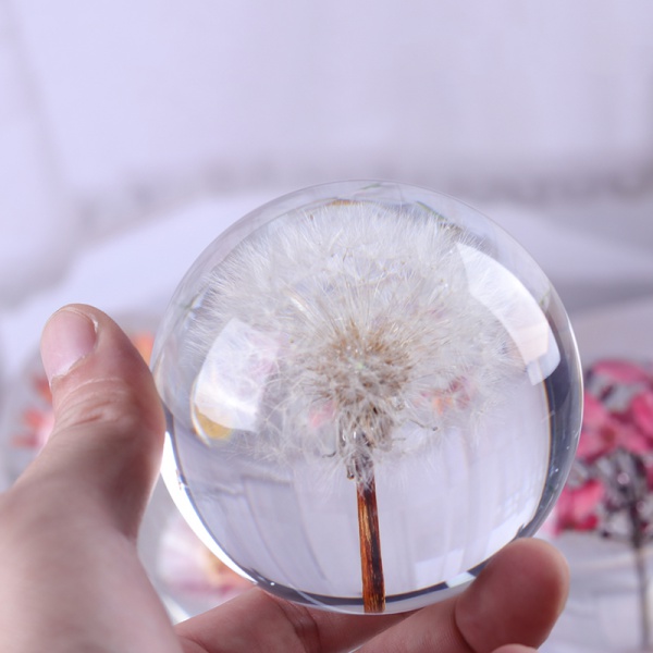 Real flower in clear resin ball