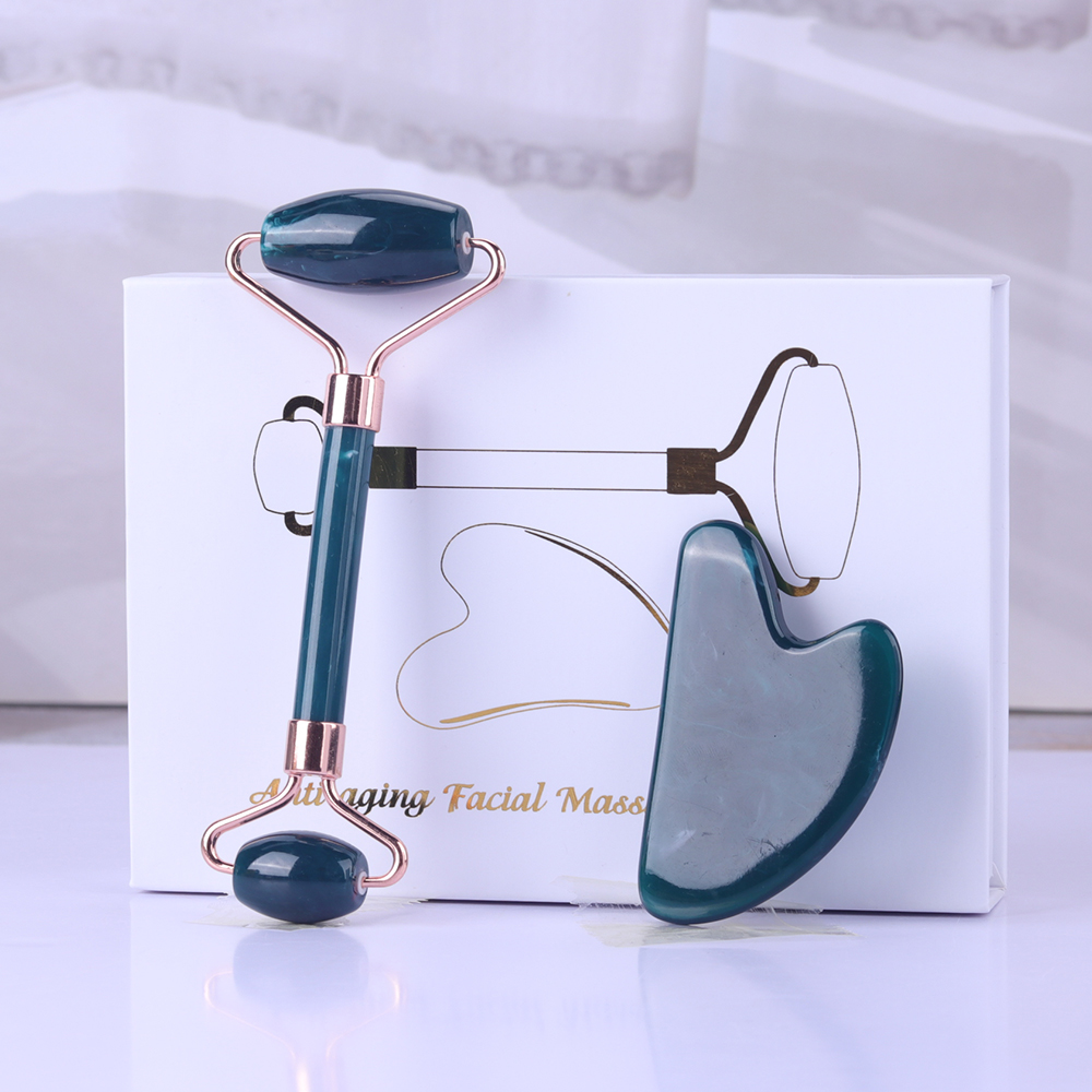 Natural stone rose quartz facial roller and Guasha kits