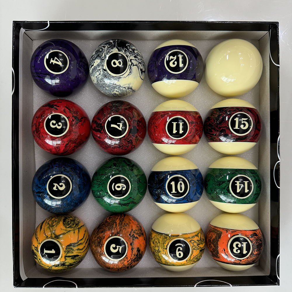 Marbleized billiard balls