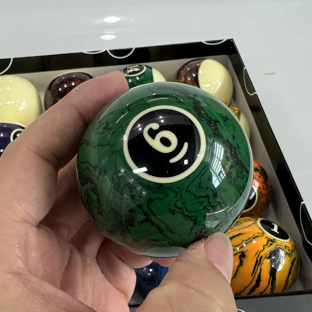 Marbleized billiard balls