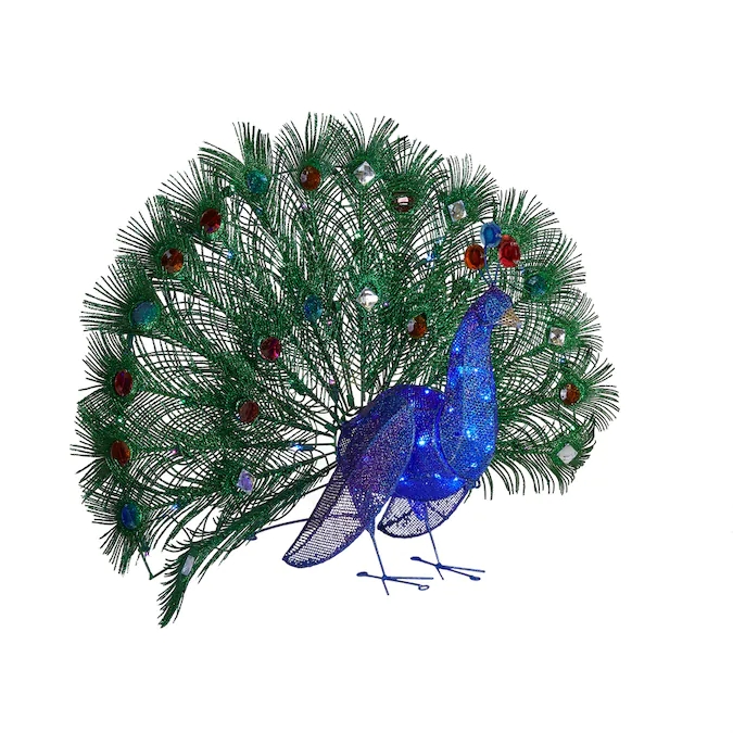 Simulation Peacock Window Decoration Home Decoration Peacock Open Screen Feather Peacock Model Props Metal Mesh Peacock Open Screen