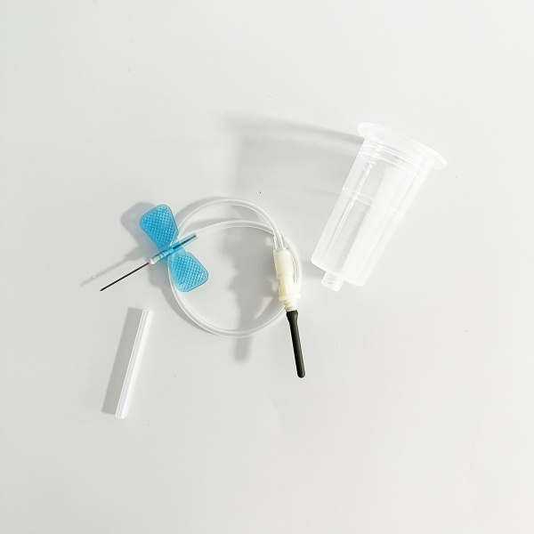 butterfly type blood collection needle with preattached holder