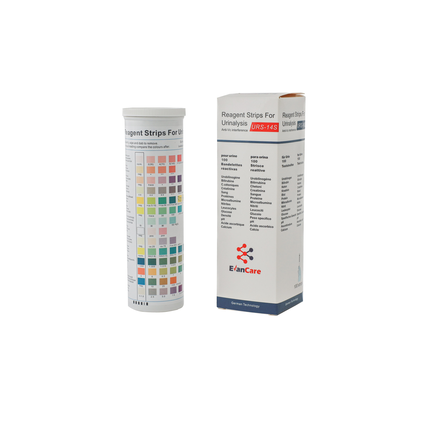 EVANCARE URS-14S （URO/BLD/KET/GLU/PRO/pH/BIL/NIT/SG/LEU/VC/CA/MALB/CR） Urine Analysis Test Strips （Urine）