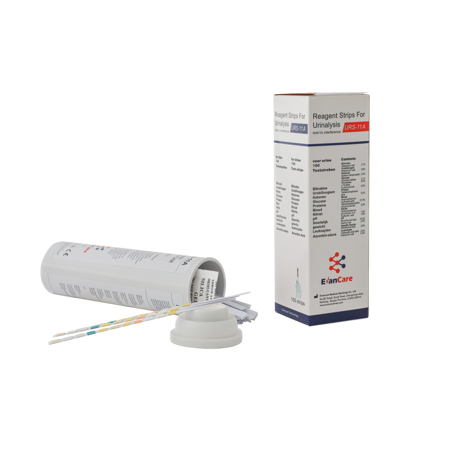 EVANCARE URS-11 （URO/BLD/KET/GLU/PRO/pH/BIL/NIT/SG/LEU/VC） Urine Analysis Test Strips （Urine）