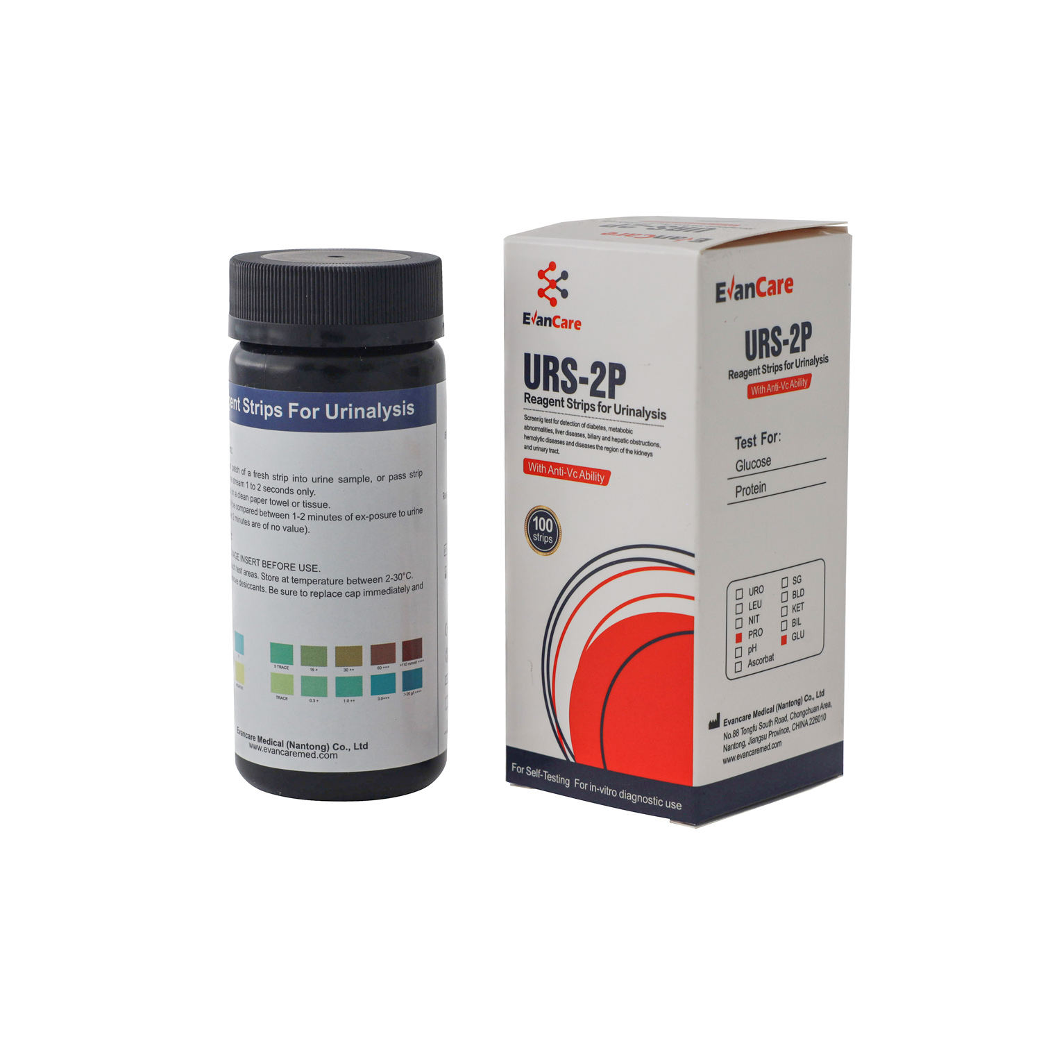 EVANCARE URS-2P （GLUCOS/PROTEIN） Urine Analysis Test Strips （Urine）