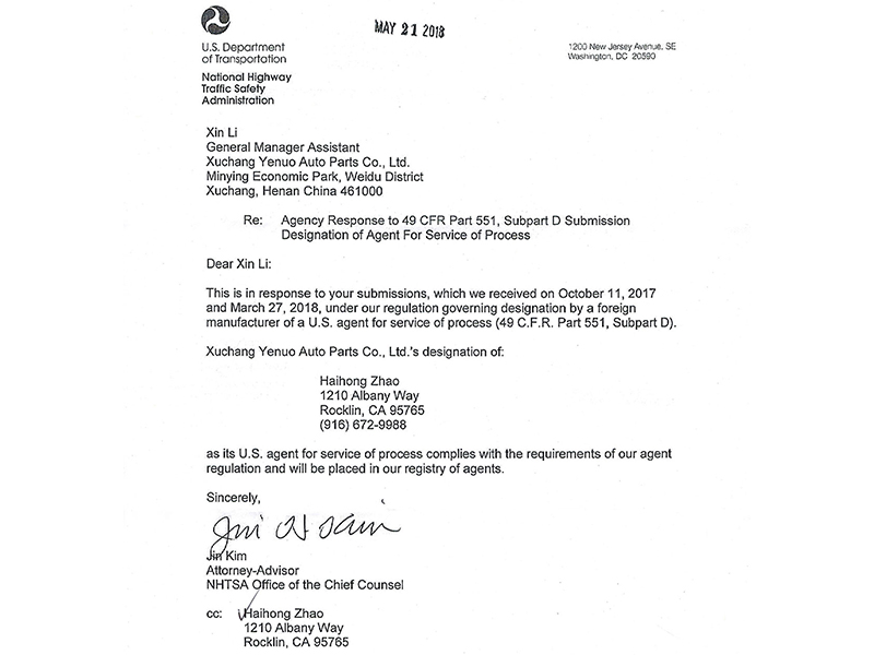 DOT Certificate