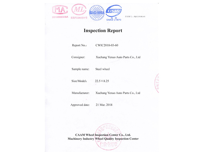 22.5X8.25 American Style Wheel Inspection Report