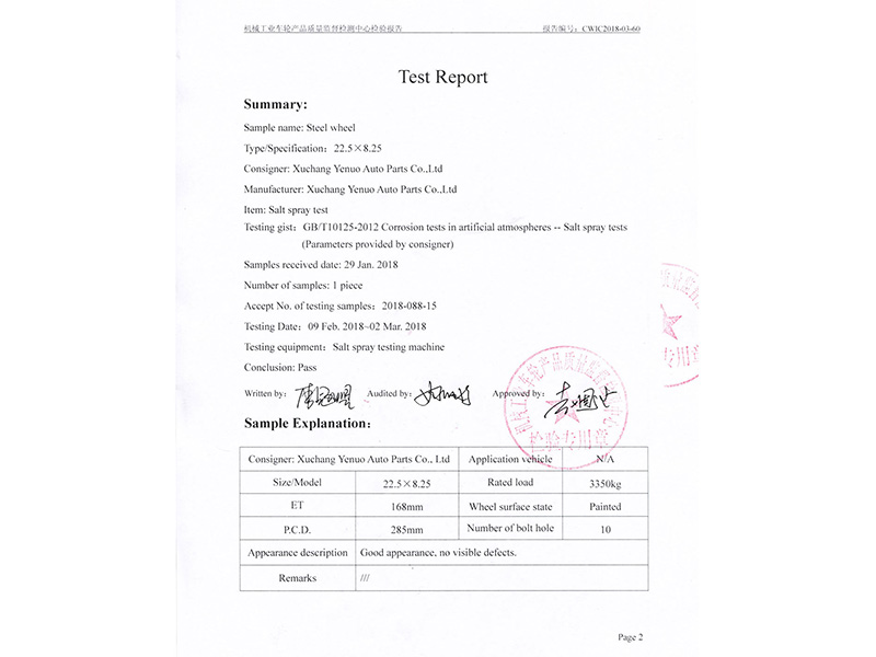 22.5X8.25 American Style Wheel Inspection Report
