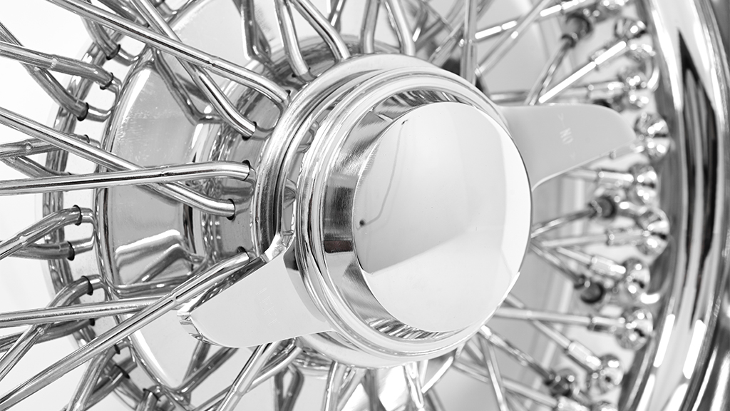 13x7 Wire Wheels Reverse 72-Spoke Cross Lace Chrome Rims
