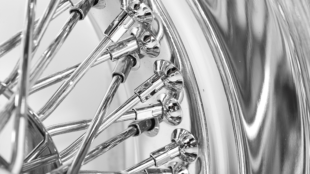 13x7 Wire Wheels Reverse 72-Spoke Cross Lace Chrome Rims