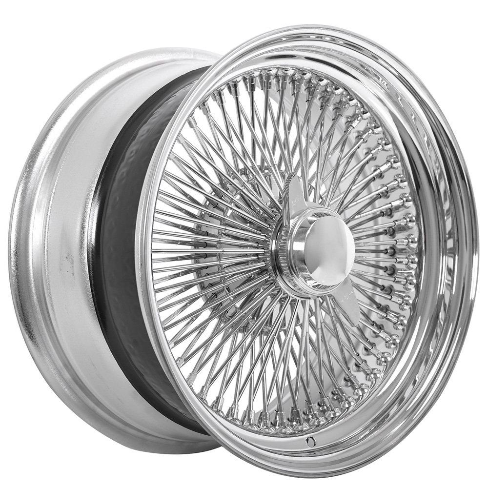 13x7 Wire Wheels Standard 100-Spoke Straight Lace Chrome Rims