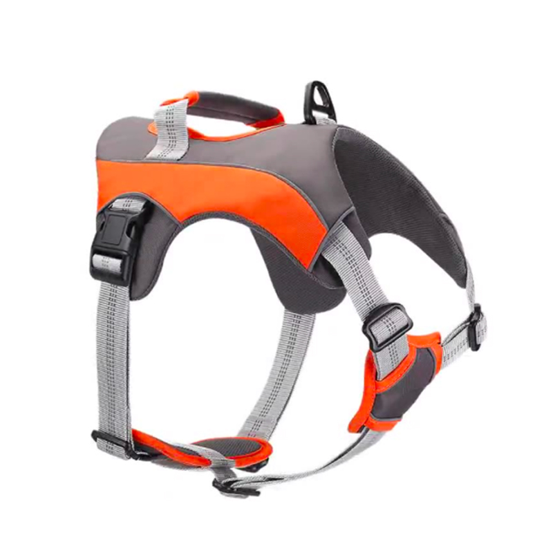 Light weight portable dog harness with soft fabric handle