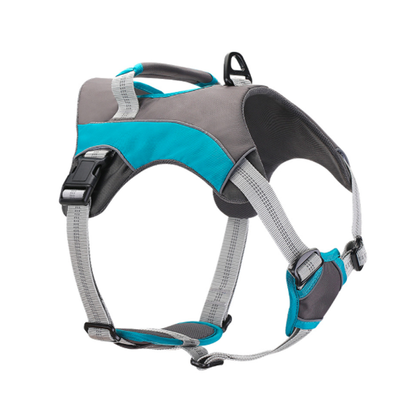 Light weight portable dog harness with soft fabric handle