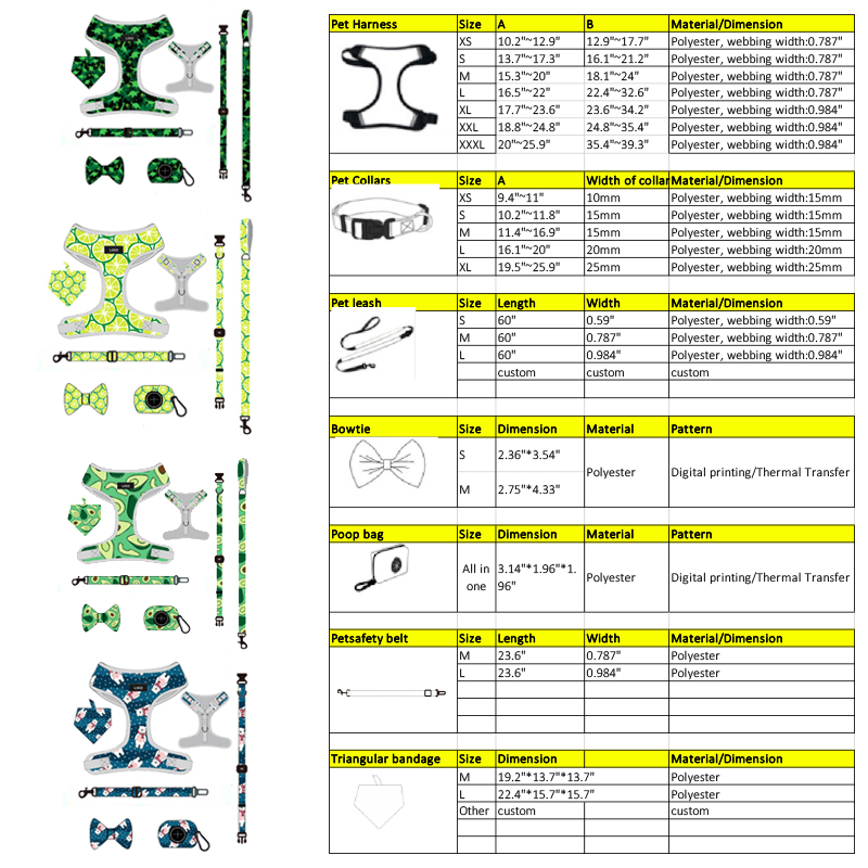 Personalized pattern on Pet harness set