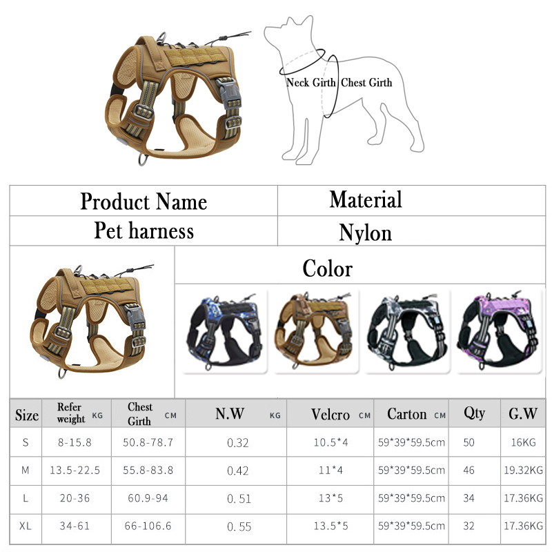 Tactical Dog Harness for Large Medium Small Dogs