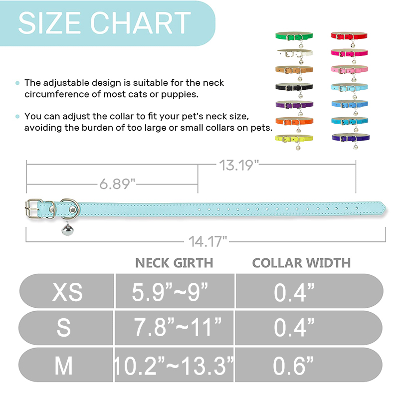 PU Cat Collar Adjustable Small Pet Collars Colorful Puppy Identification Collar