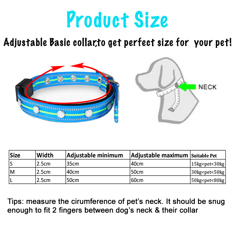 USB Rechargeable with Water Resistant Glowing Dog Collar Light