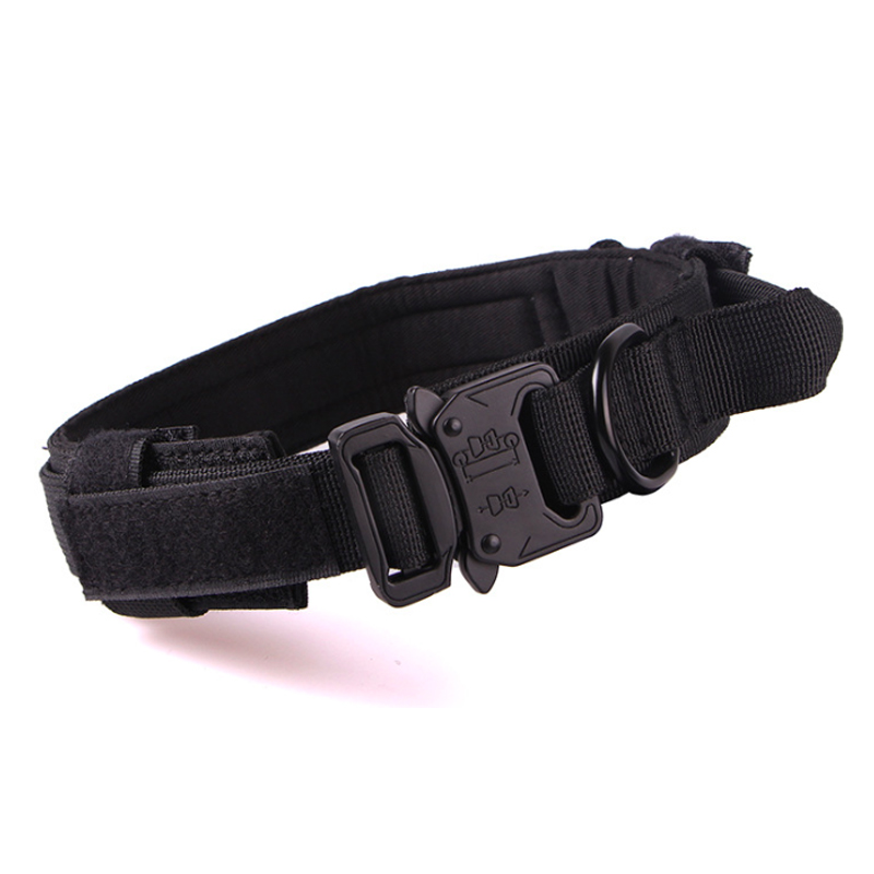 Adjustable Military Training Collar with Handle and Heavy Metal Buckle Nylon K9 Collar
