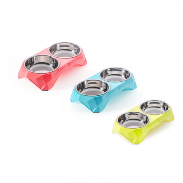 Stainless Steel Raised Dog Bowls with Plastic Cover for Both Dogs and Cats