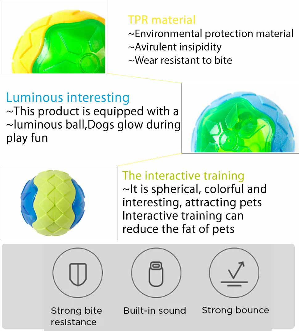 Durable TRP LED Light Up Fetch Ball Dog Toy