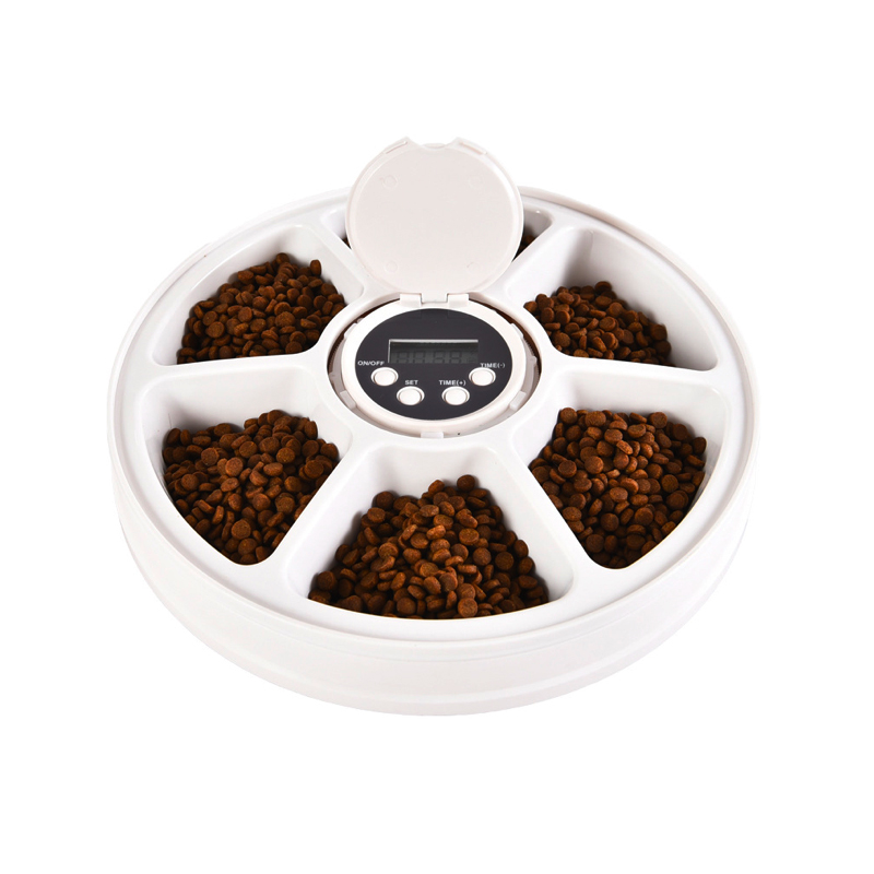 6-Meal Automatic Wet and Dry Food Pet Feeder with Programmable Timer