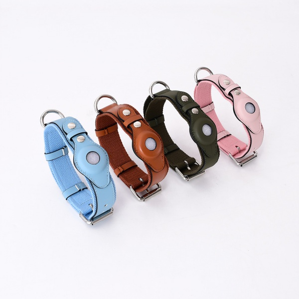 Custom Pu pet collar with airtag case
