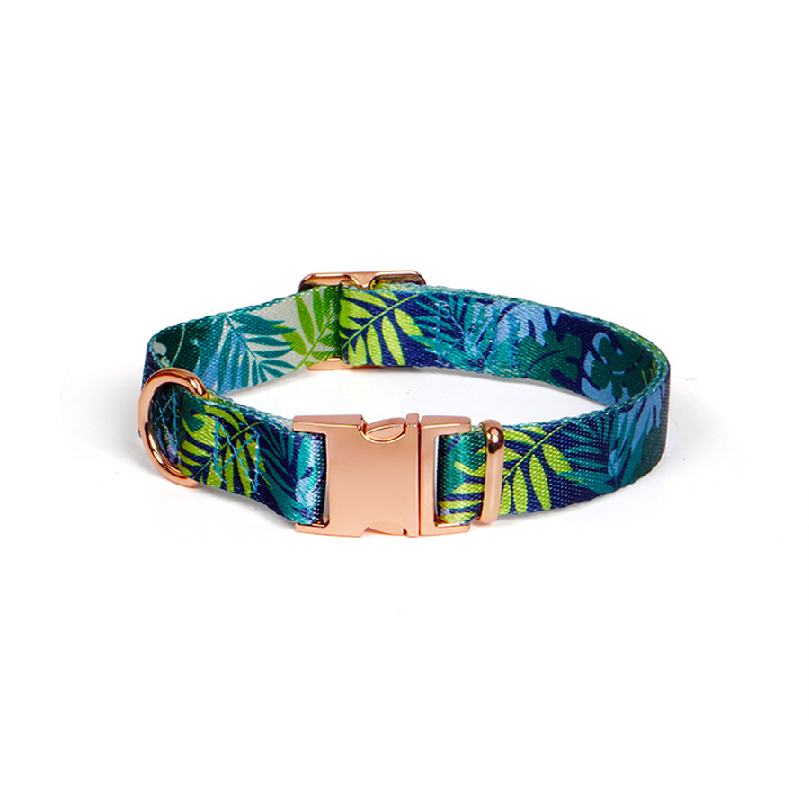 Personalized pattern dog collar with rose metal buckle 