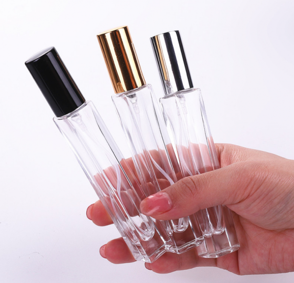 square flat round shape cosmetic glass spray perfume bottle