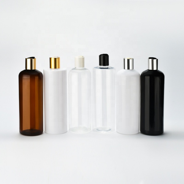 100ml 150ml 200ml 250ml 500ml clear white black amber blue PET plastic Bottle with gold black white disc top cap