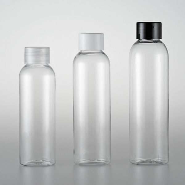 Transparent Squeeze Plastic Bottles with White Black Flip Disc Caps
