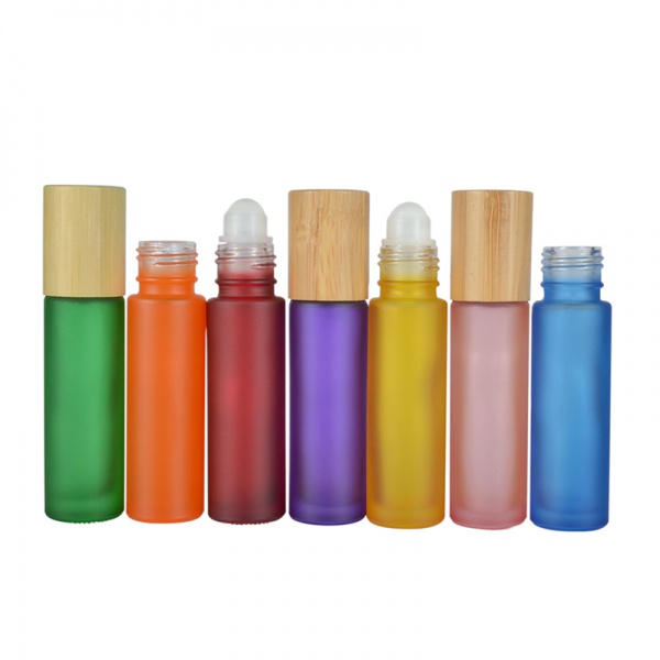 10ml 15ml glass roll on bottle with bamboo lid