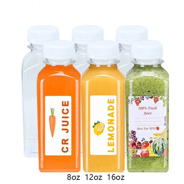 8 oz 16 oz 330 ml plastic empty pet square juicer containers beverage bottle for beverage juice