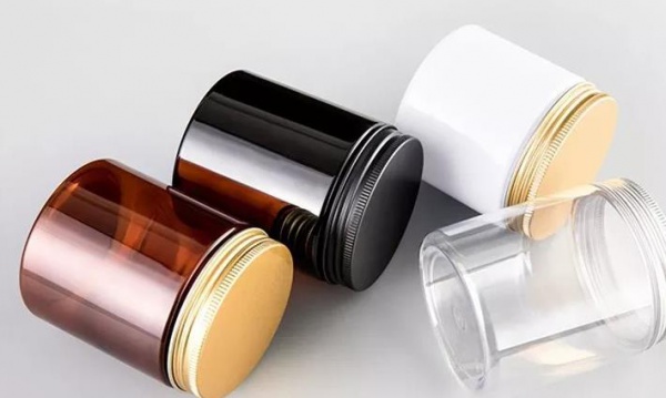 PET plastic cosmetic cream jar with plastic aluminum lid