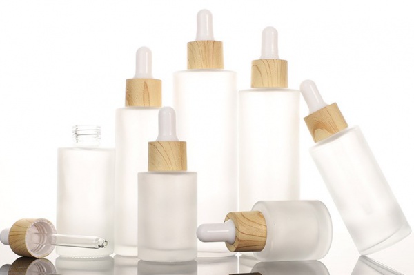 Wood Grain Lid Dropper Essential Oil Bottle Frosted Glass Essence Lotion Bottle