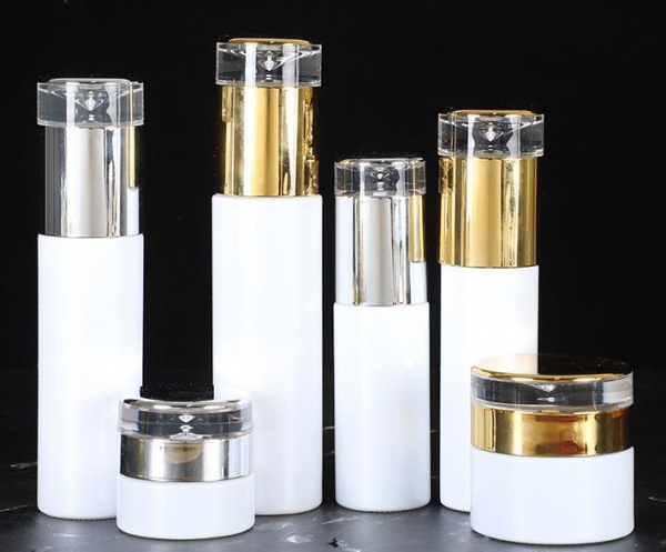 Emulsion Face Cream Jar White Glass Lotion Bottle Skincare Glass Spray Bottle