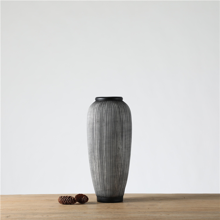 Poly resin Desktop Flower Pot Decorative Gray Vases Sale For Living Room