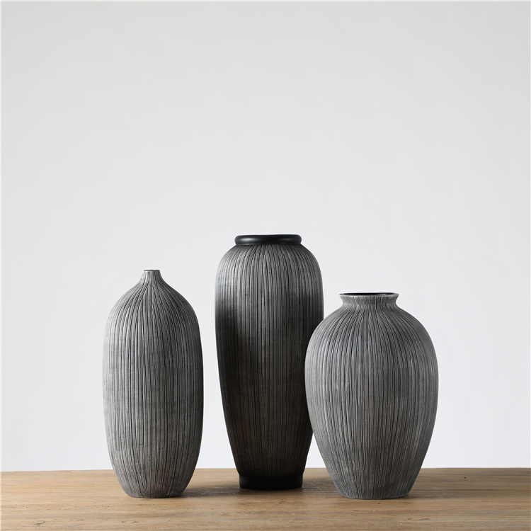 Poly resin Desktop Flower Pot Decorative Gray Vases Sale For Living Room