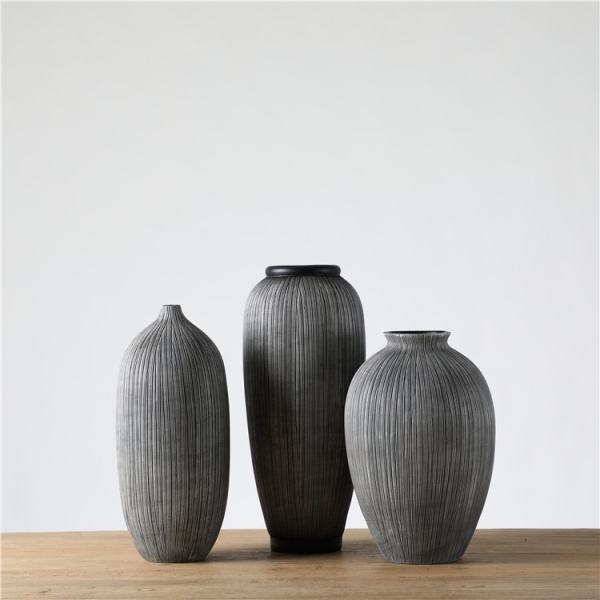 Poly resin Desktop Flower Pot Decorative Gray Vases Sale For Living Room