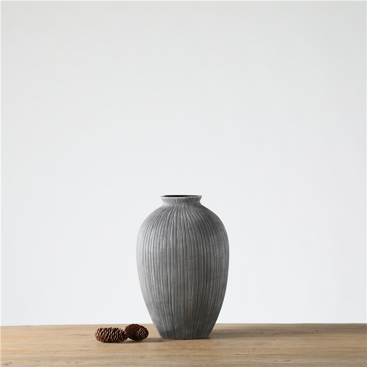 Poly resin Desktop Flower Pot Decorative Gray Vases Sale For Living Room