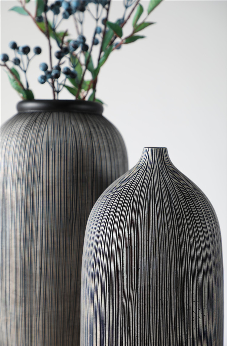 Poly resin Desktop Flower Pot Decorative Gray Vases Sale For Living Room