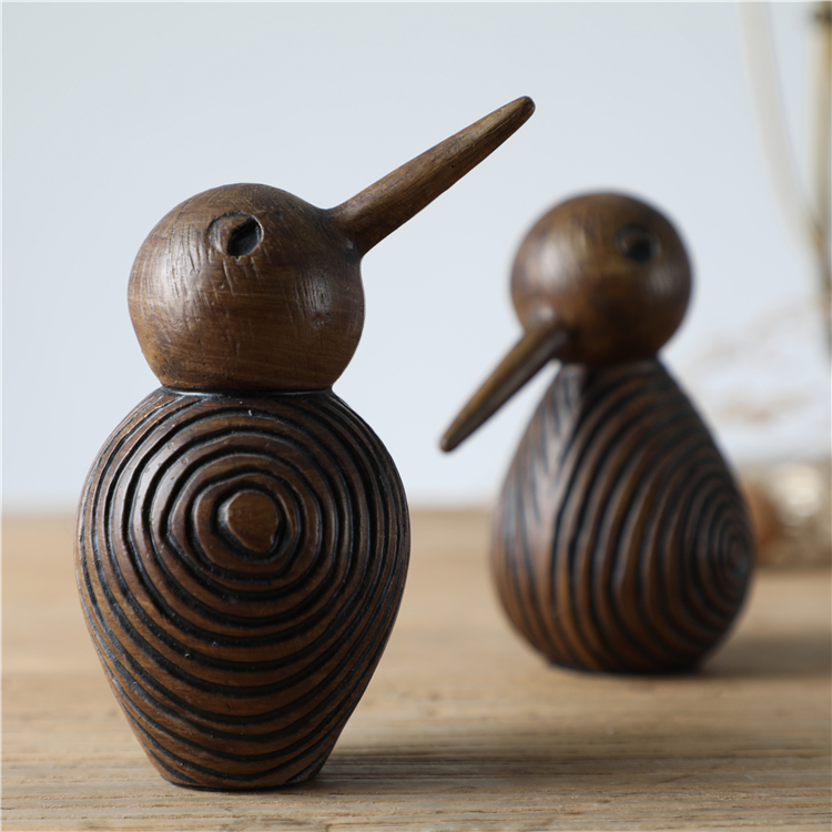 Desktop Ornament Abstract Woodpecker Shape Small Resin Bird Figurine