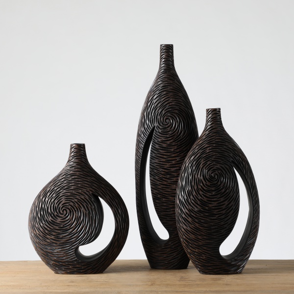 Wholesale Abstract Home Decor Black Resin Vase for Home Decoration