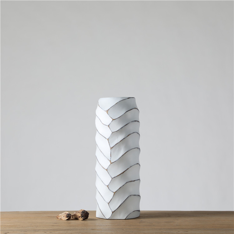 Original Hotel Ornament Embossed Concise White Modern Design Big Floor Vase