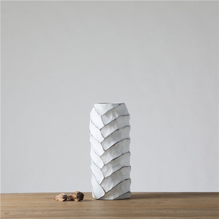 Original Hotel Ornament Embossed Concise White Modern Design Big Floor Vase