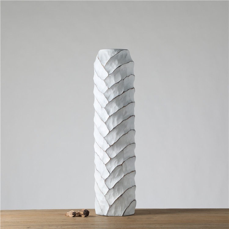 Original Hotel Ornament Embossed Concise White Modern Design Big Floor Vase