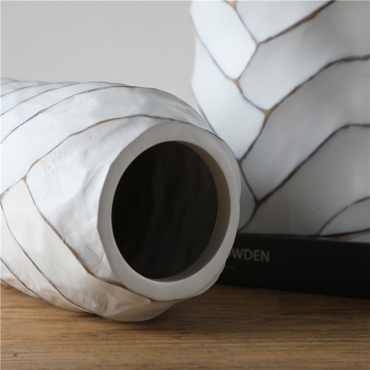 Original Hotel Ornament Embossed Concise White Modern Design Big Floor Vase